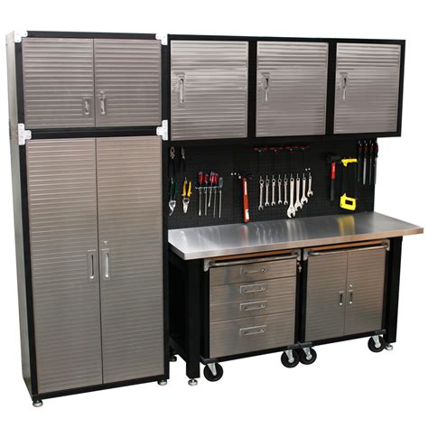 garage storage cabinets stainless steel|stainless steel garage workbench.